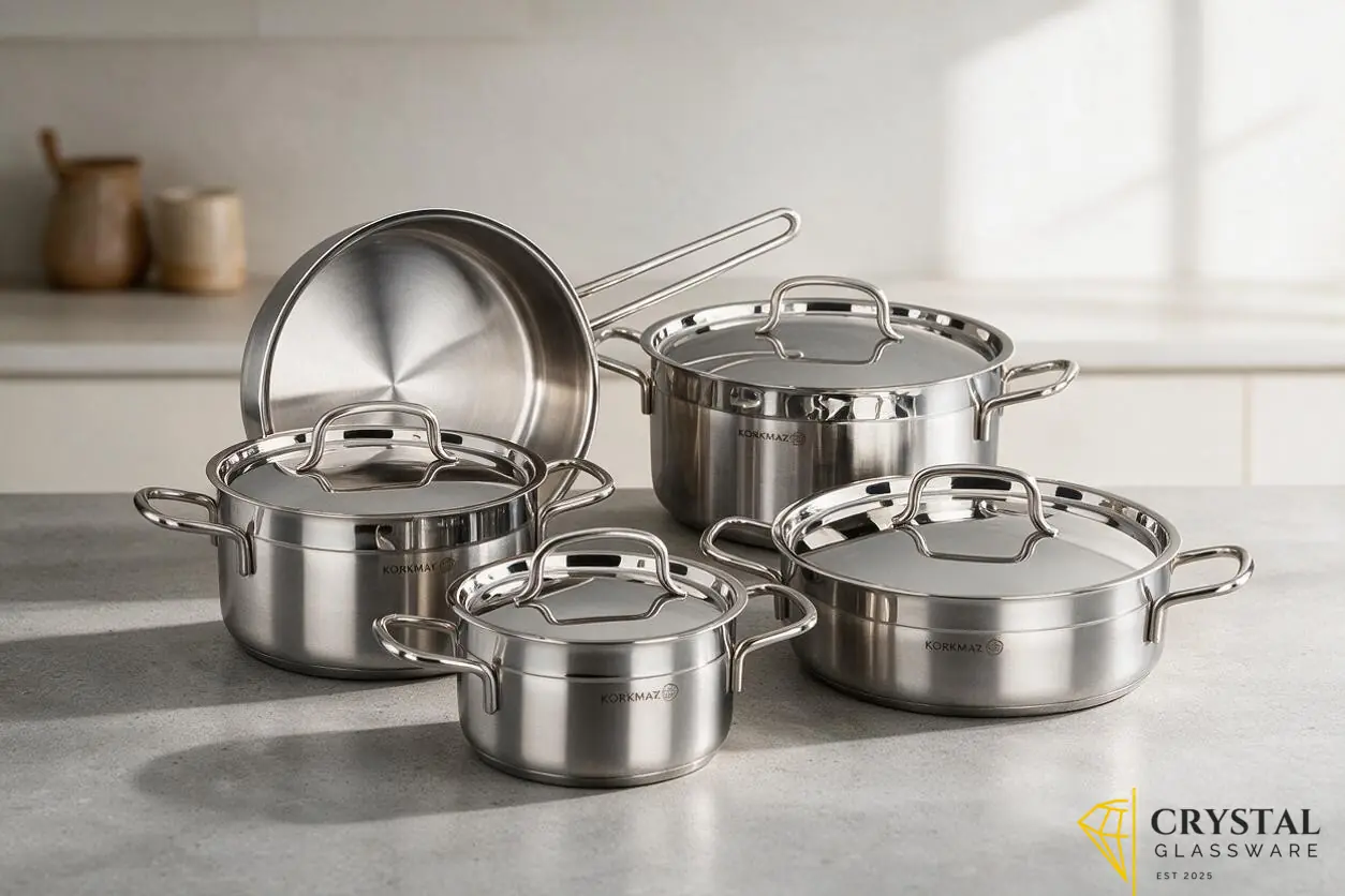 Premium 5-piece stainless steel cookware set — Crystal Glassware Pakistan